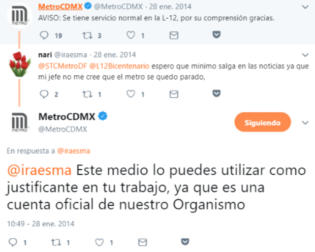 Twitter del Metro