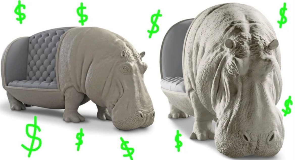 Imagen: Este sofá de hipopótamo es una inversión de un millón 900 mil pesos, 7 de noviembre de 2019 (Imagen: Especial)