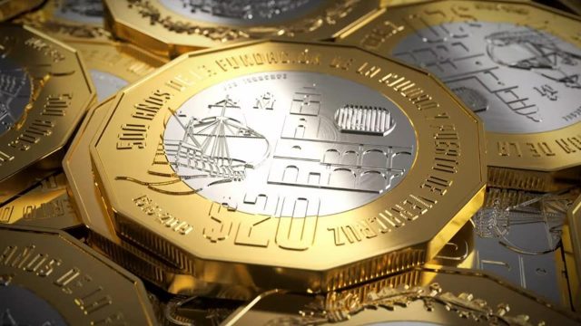 Monedas nuevas de 20 pesos