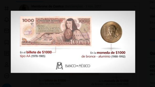 Monedas viejas en México (Imagen: Twitter @EmisionBanxico)