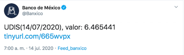 UDIS hoy en Banxico (Imagen: Twitter @Banxico)