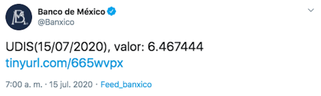 UDIS hoy en México (Imagen: Twitter @Banxico)