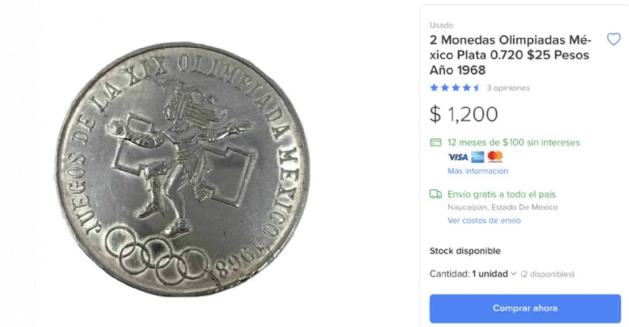 Moneda de $25 de los Juegos Olímpicos del 68 ahora vale miles de pesos