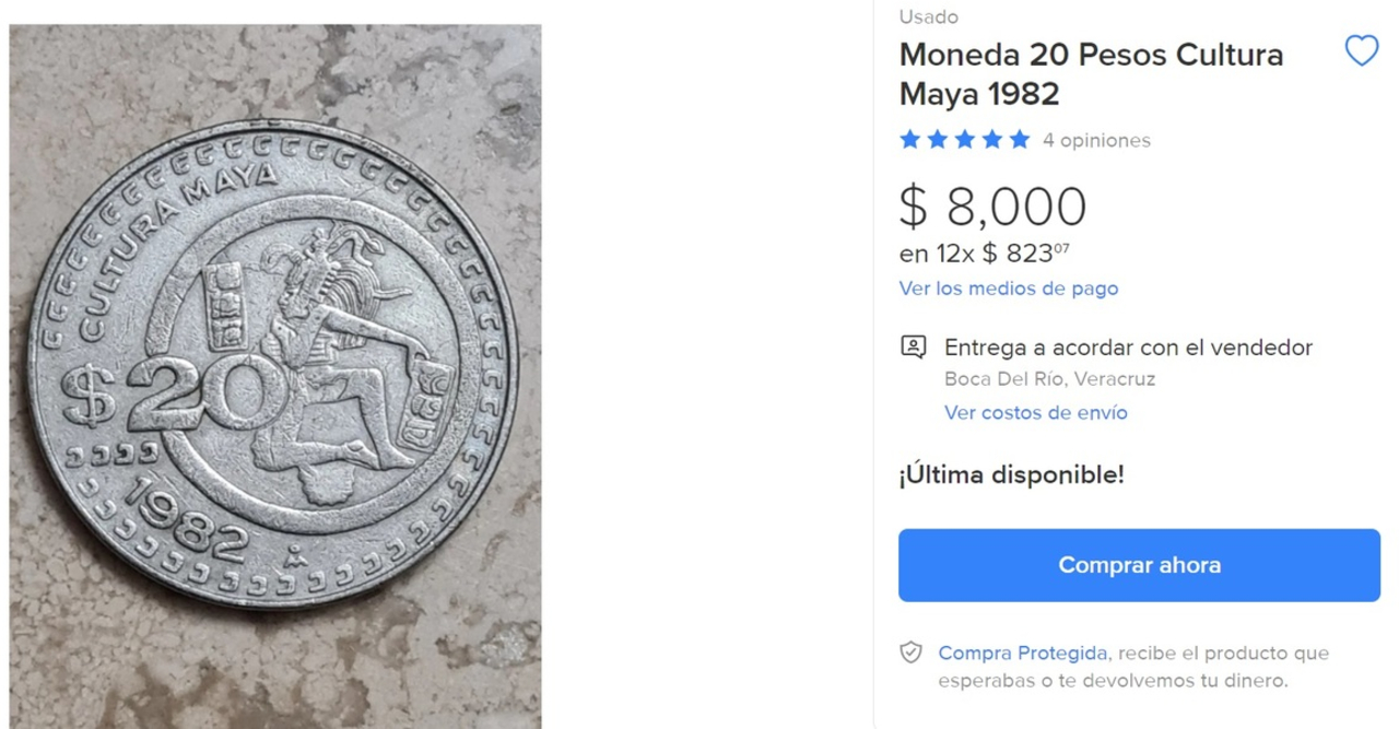 Esta moneda de 20 pesos se vende hasta en 8 mil pesos