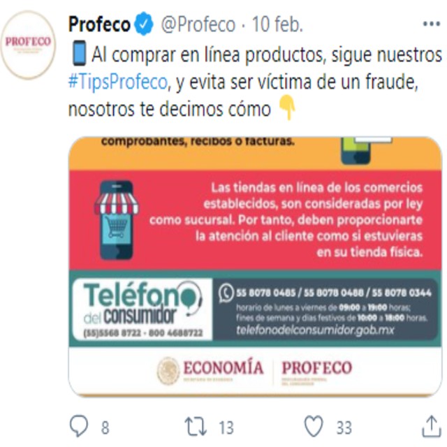 Así difundió Profeco sus consejos