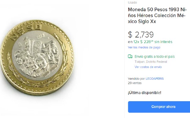 Este es el reverso de la pieza que se vende en casi 3 mil pesos