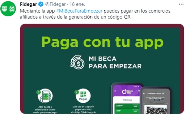 Para pagar con Mi Beca Para Empezar solo se debe generar un código QR