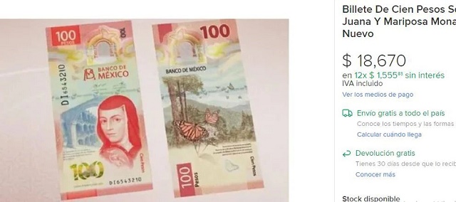 Billetes que se venden en línea hasta en 84 mil pesos