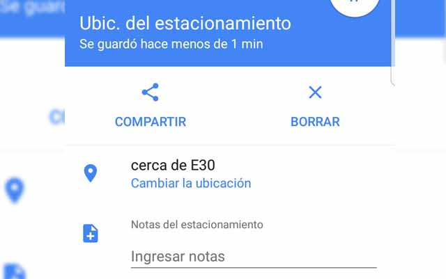 Ubicacion de tu auto estacionado