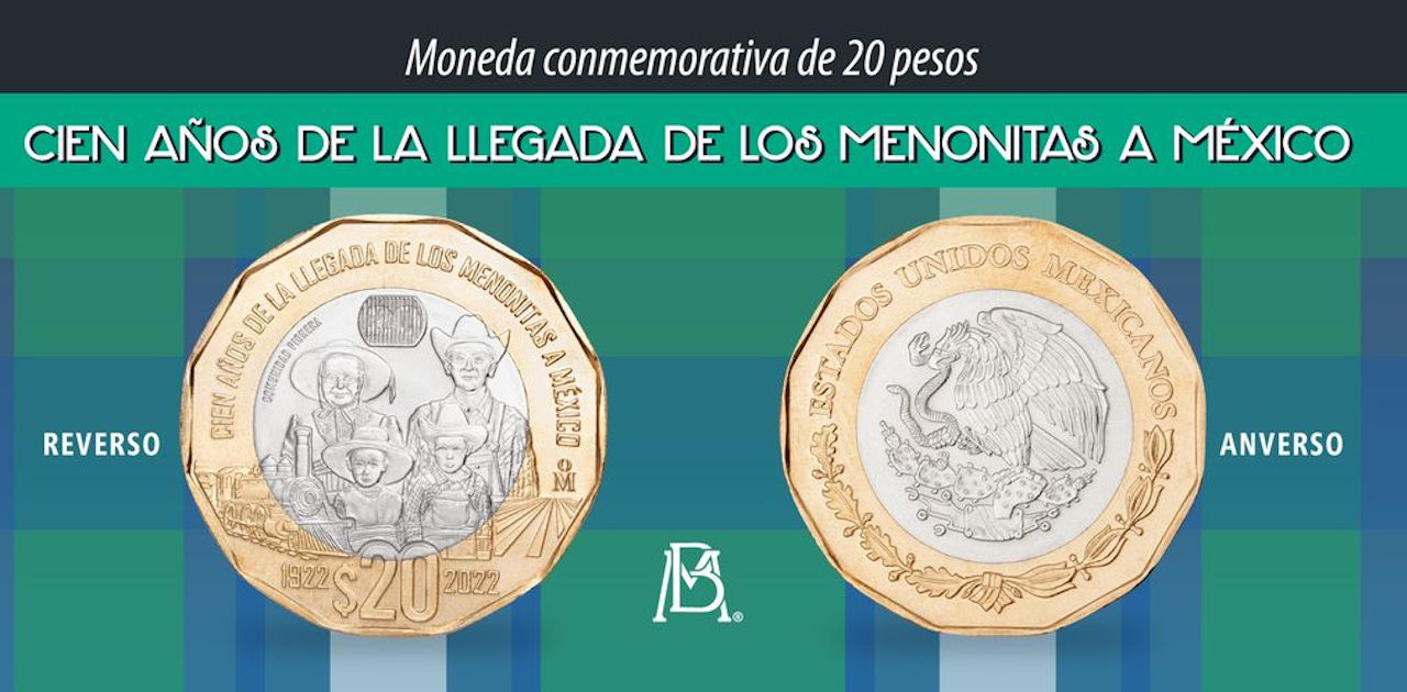 Banxico pone en circulación MONEDA de 20 pesos alusiva a los MENONITAS