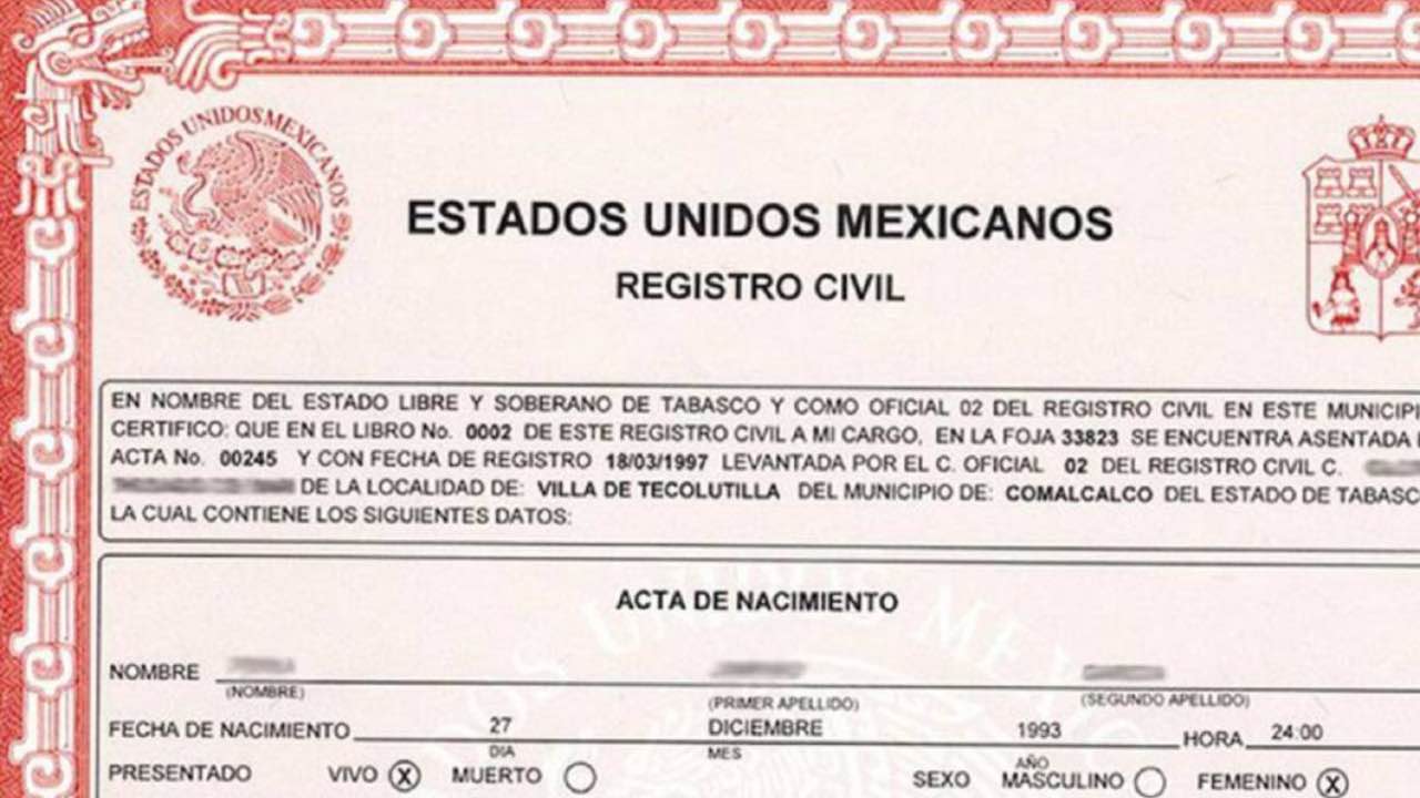 acta de nacimiento