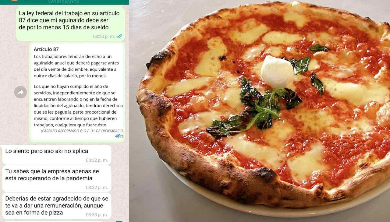Pagan aguinaldo con pizza