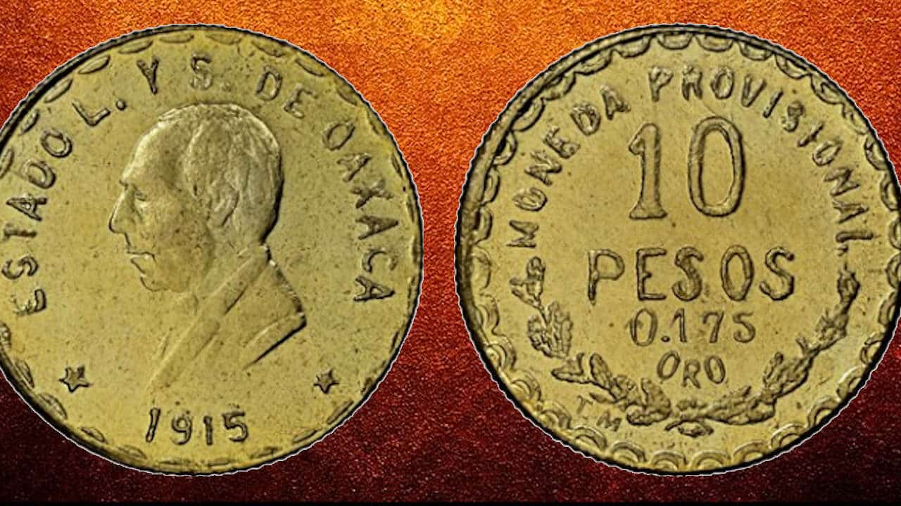 ¿Las has visto? Así eran las monedas oaxaqueñas de 10 pesos de 1915